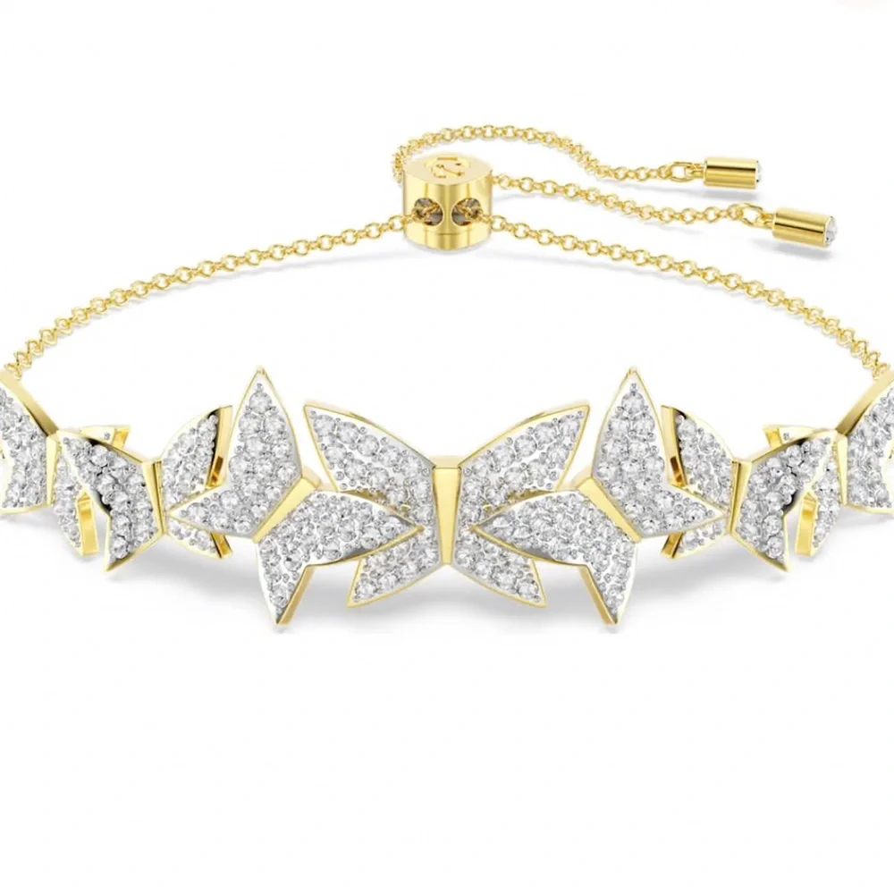 Swarovski Idyllia‎ Lilia bracelet Butterfly, White, Gold-tone plated NWT